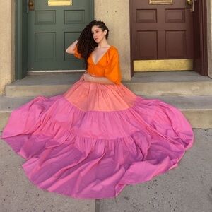 STAUD Meadow Dress in Monarch Coral Wild Orchard